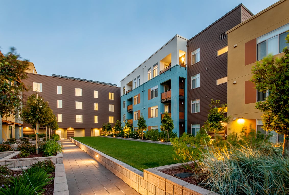 Apartment Complex, Dusk.